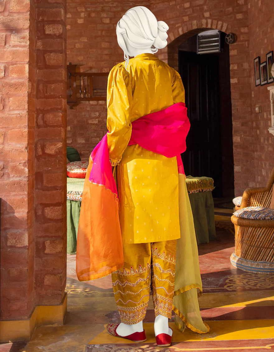 YELLOW RAW SILK 3PC STITCHED | JJPW-S-JPWF-US-22-006 FB/FF-386 - Image 3
