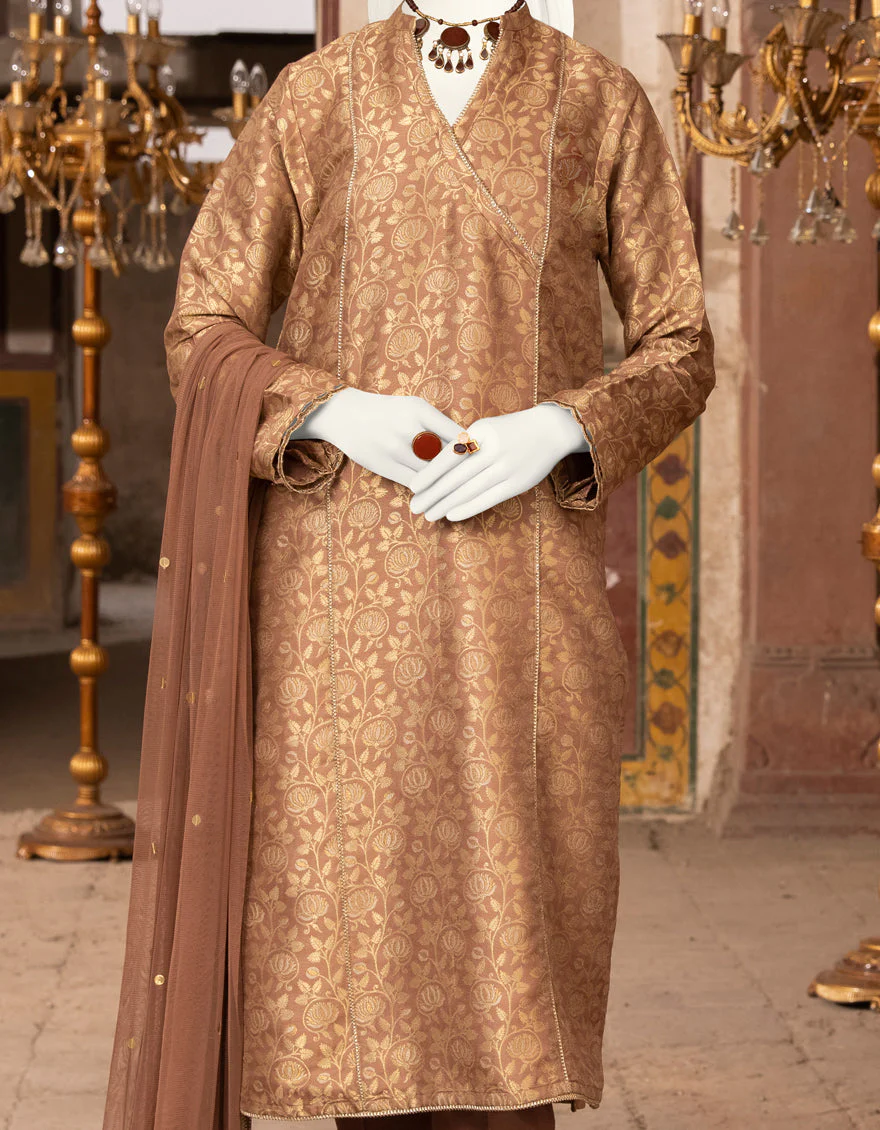COFFEE JAMAWAR 3PC STITCHED | JJPW-S-JPWF-US-22-013 FB/FF-038 - Image 3