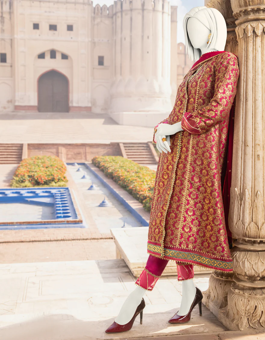 PINK JAMAWAR 3PC STITCHED | JJPW-S-JPWF-US-22-014 FB/FF-038 - Image 3