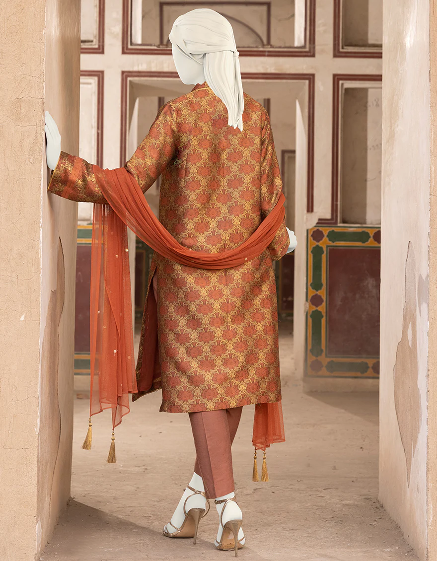 PEACH JAMAWAR 3PC STITCHED | JJPW-S-JPWF-US-22-017 FB/FF-038 - Image 2