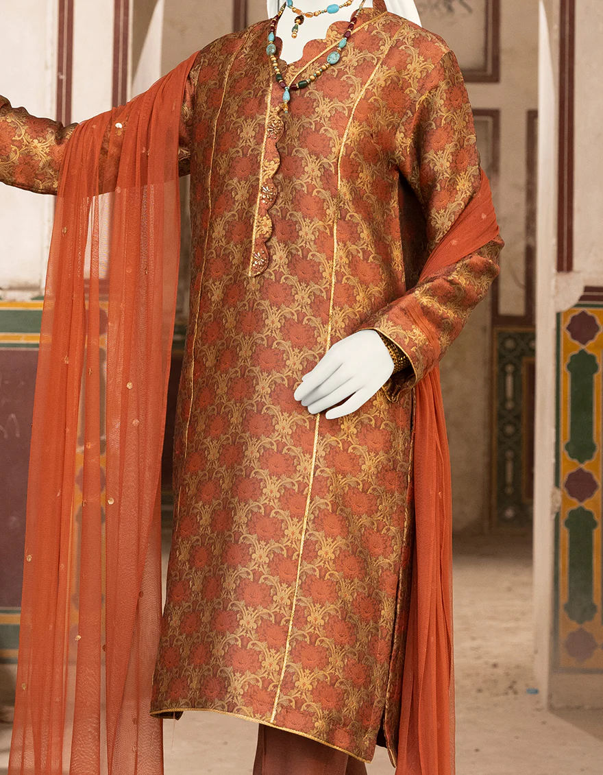 PEACH JAMAWAR 3PC STITCHED | JJPW-S-JPWF-US-22-017 FB/FF-038 - Image 3