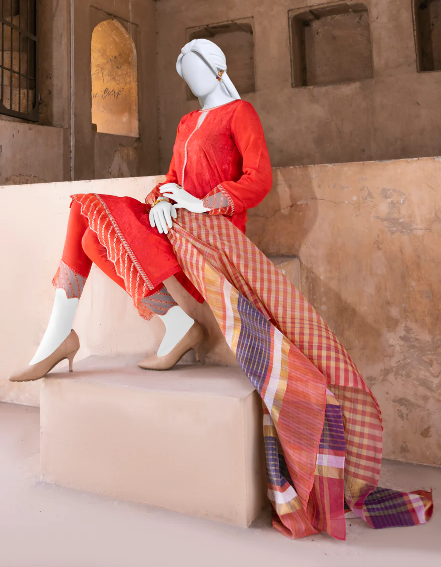 RUST RAW SILK 3PC STITCHED | JJPW-S-JPWF-US-22-055 FB/FF-272 - Image 4