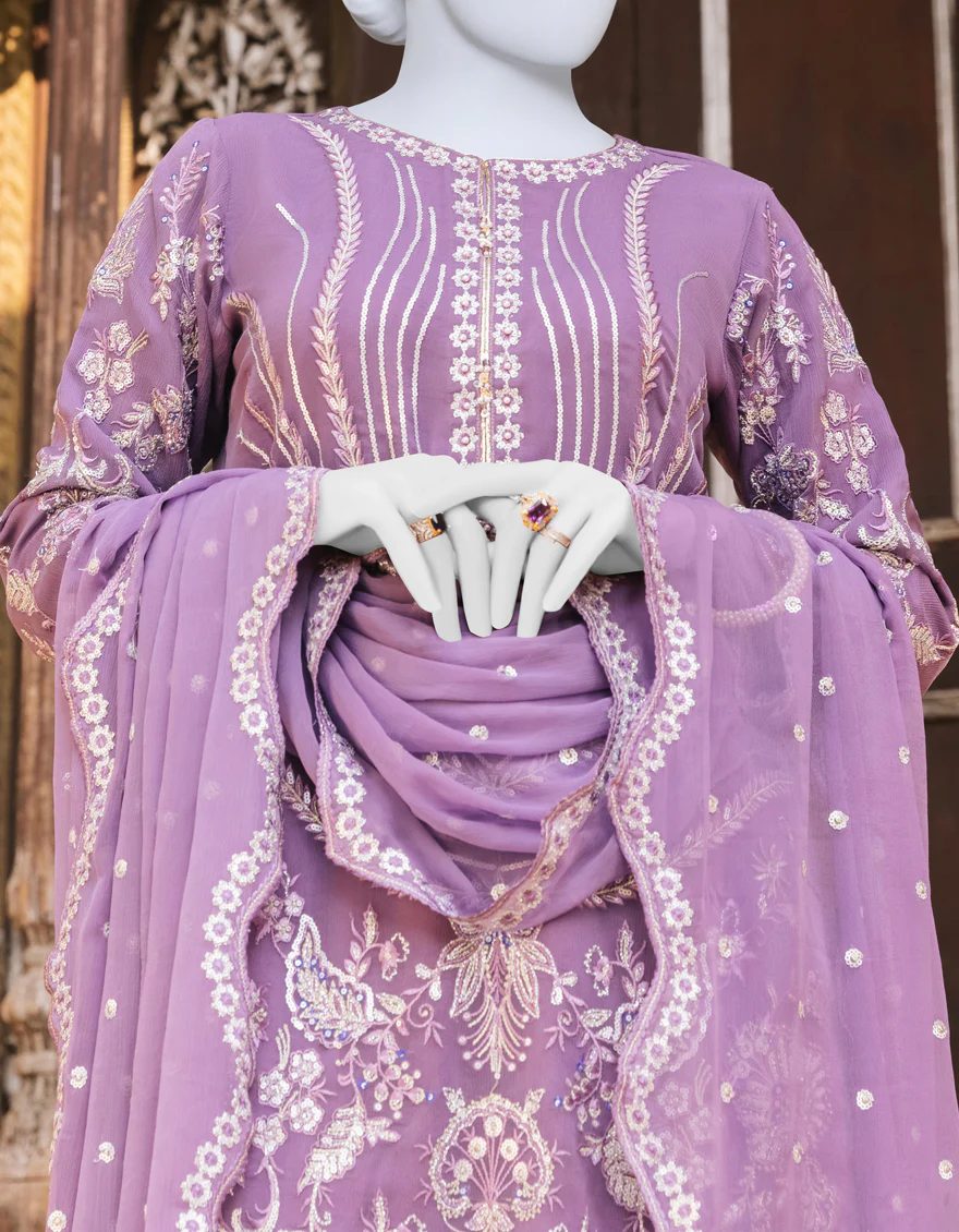 PURPLE CHIFFON 3PC STITCHED | JJPW-S-JPWF-US-23-081 FB/FF-002 - Image 3