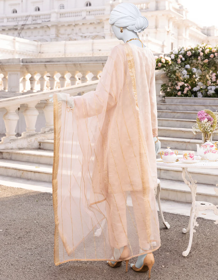 PEACH ORGANZA 3PC STITCHED | JJPW-S-JPWF-US-23-085 FB/JA-896 - Image 2