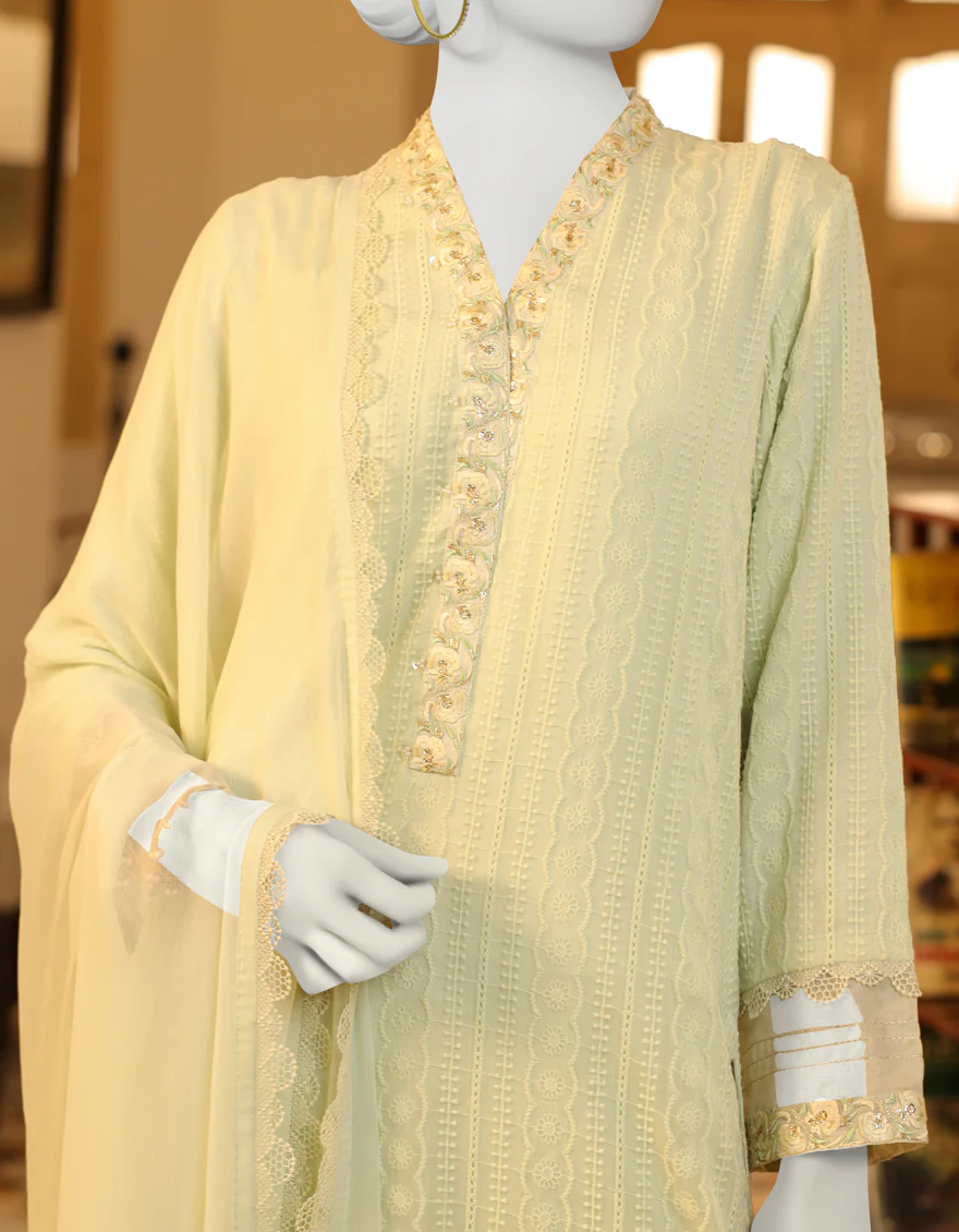 MINT GREEN CHIFFON 3PC STITCHED | JJPW-S-JPWF-US-23-092 FB/JN-402 - Image 3