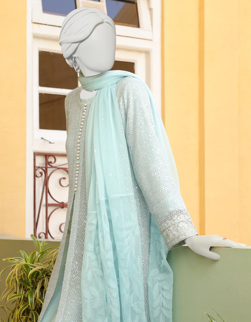 LIGHT BLUE ORGANZA 3PC STITCHED | JJPW-S-JPWF-US-23-097 FB/JA-915 - Image 2