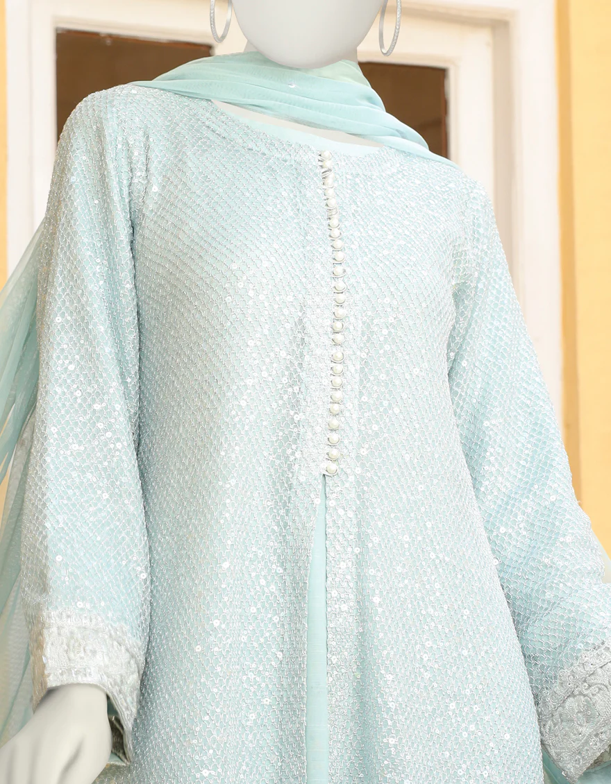 LIGHT BLUE ORGANZA 3PC STITCHED | JJPW-S-JPWF-US-23-097 FB/JA-915 - Image 4