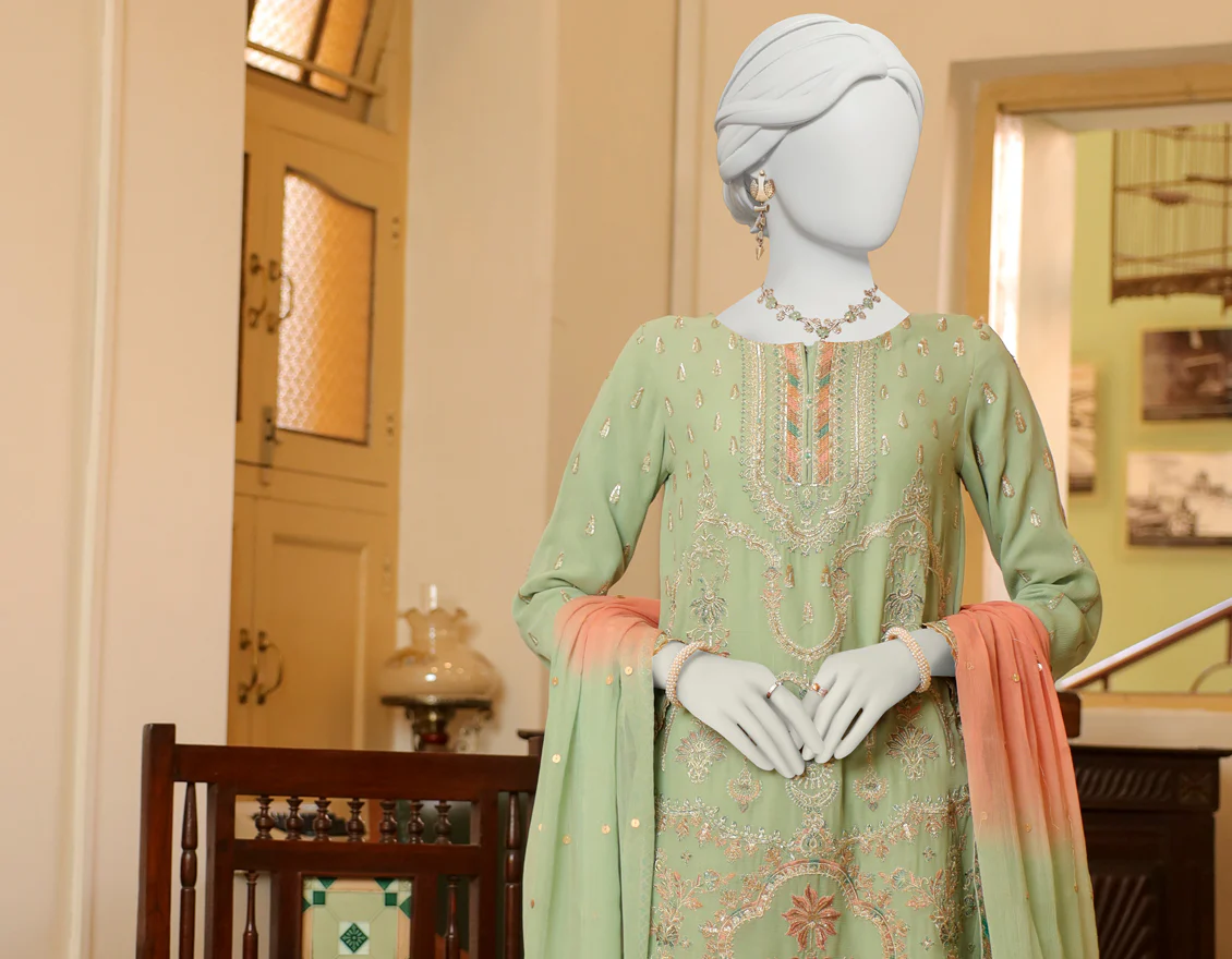 MINT GREEN CHIFFON 3PC STITCHED | JJPW-S-JPWF-US-23-100 FB/FF-002 - Image 3