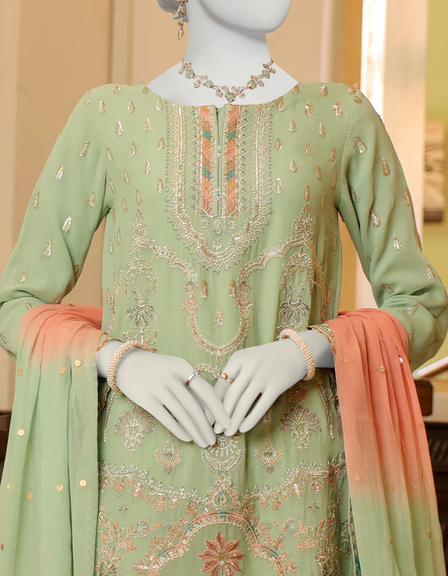 MINT GREEN CHIFFON 3PC STITCHED | JJPW-S-JPWF-US-23-100 FB/FF-002 - Image 4