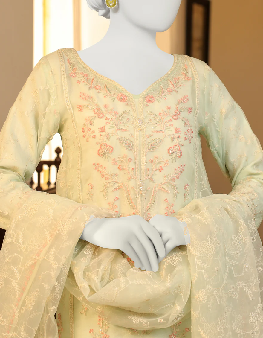 MINT GREEN ORGANZA 3PC STITCHED | JJPW-S-JPWF-US-23-102 FB/JA-907 - Image 2