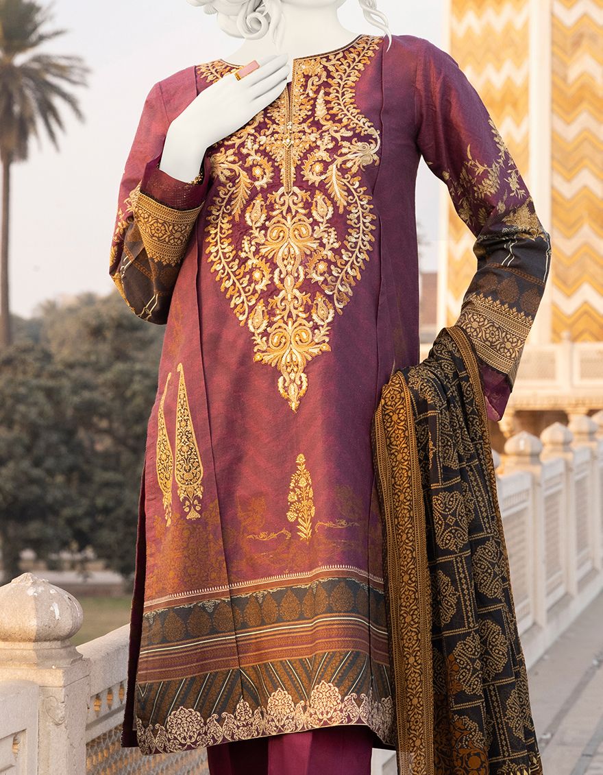 PURPLE PUR CAMBRIC 3PC STITCHED | JJPW-S-JPWS-US-22-297 FB/FF-040 - Image 3