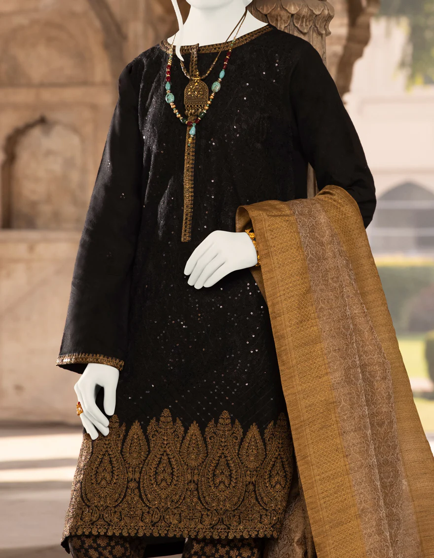BLACK VISCOSE 3PC STITCHED | JJPW-S-JPWS-US-22-302 FB/MF-664 - Image 3