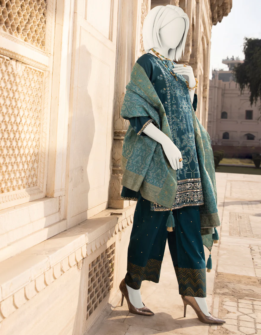 TEAL VISCOSE 3PC STITCHED | JJPW-S-JPWS-US-22-304 FB/JT-672 - Image 3