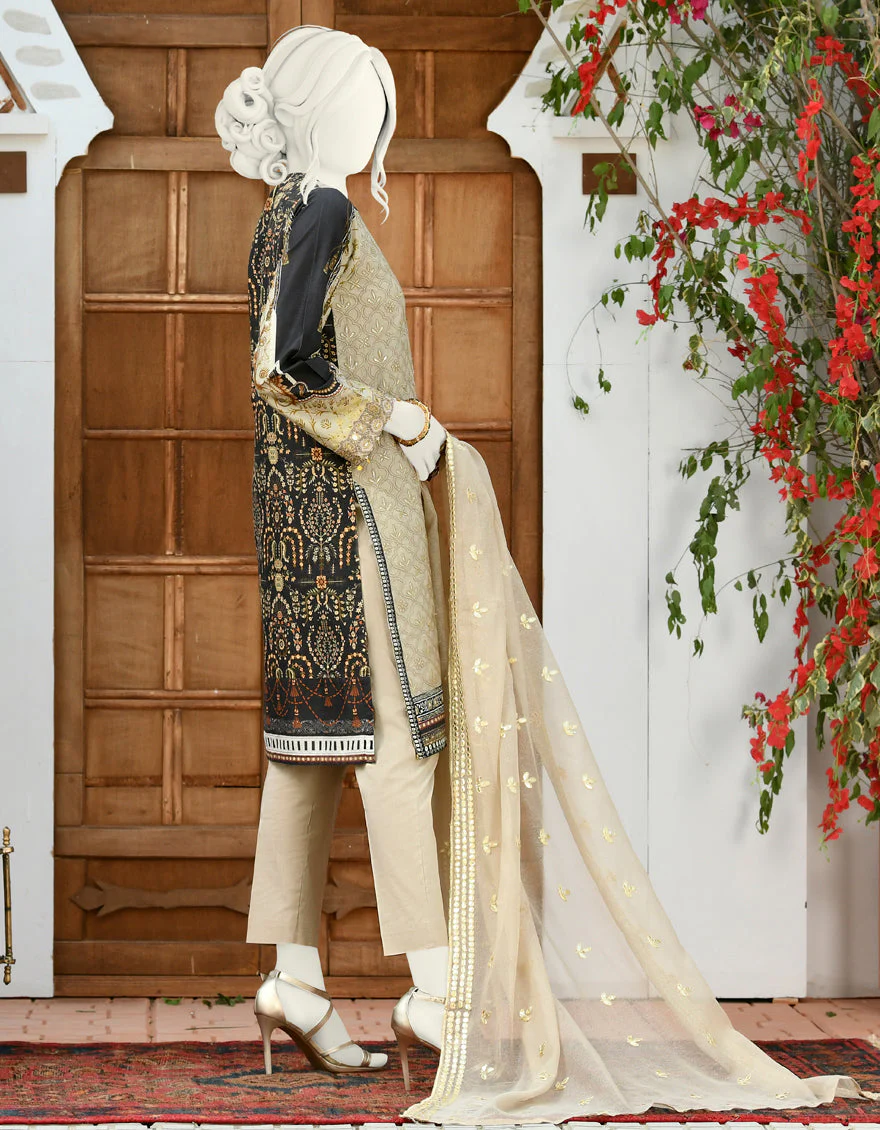 BEIGE CAMBRIC 3PC STITCHED | JJPW-S-JPWS-US-22-305 FB/BAADIA - Image 5