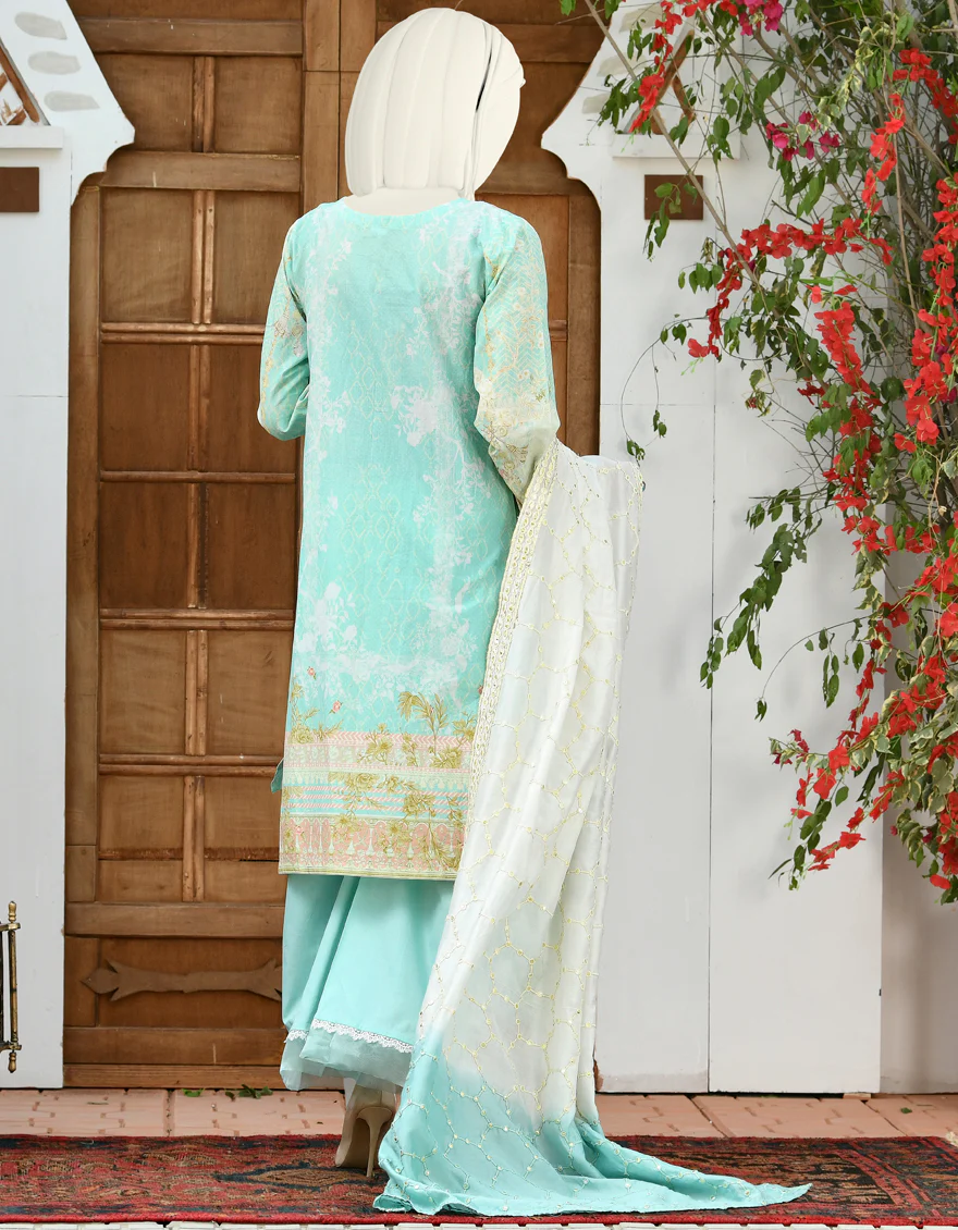 SEA BLUE CAMBRIC 3PC STITCHED | JJPW-S-JPWS-US-22-306 FB/NOOR MAHAL - Image 2