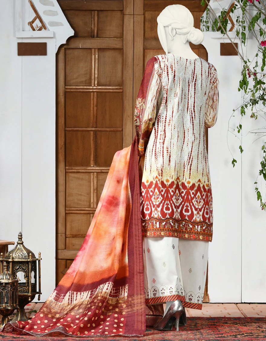OFF WHITE COTTON 3PC STITCHED | JJPW-S-JPWS-US-22-311 FB/COLOR WAVES - Image 3