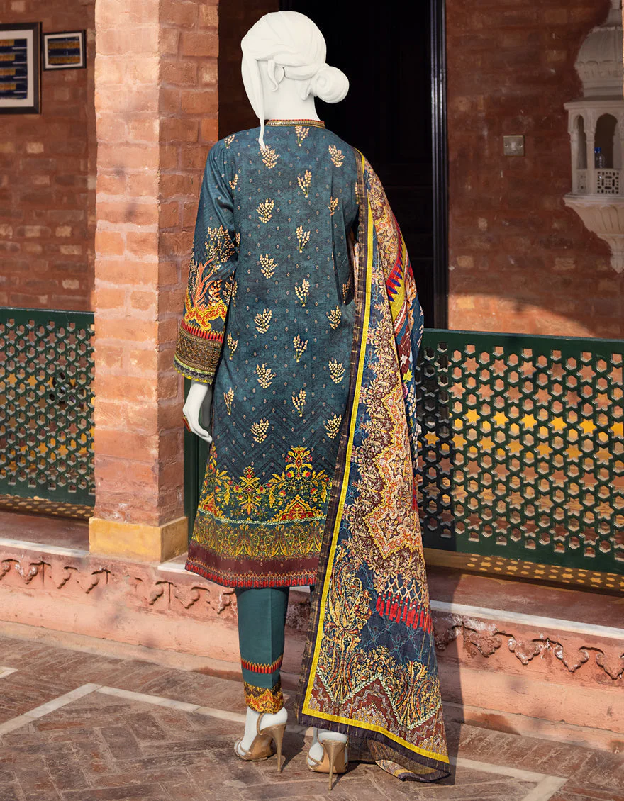 TEAL BLUE COTTON 3PC STITCHED | JJPW-S-JPWS-US-22-326 FB/SMOKEY - Image 3