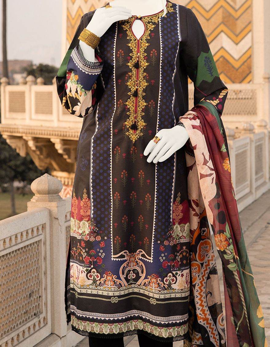 BLACK CAMBRIC 3PC STITCHED | JJPW-S-JPWS-US-22-327 FB/FLAMBOYANT - Image 3