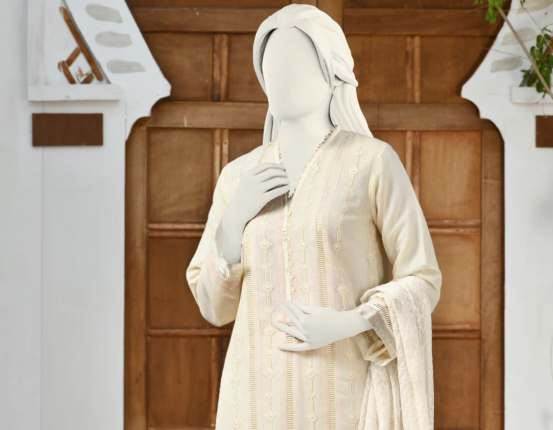 OFF WHITE KHADDI 3PC STITCHED | JJPW-S-JPWS-US-22-337 FB/PURITY(AM-2251) - Image 2