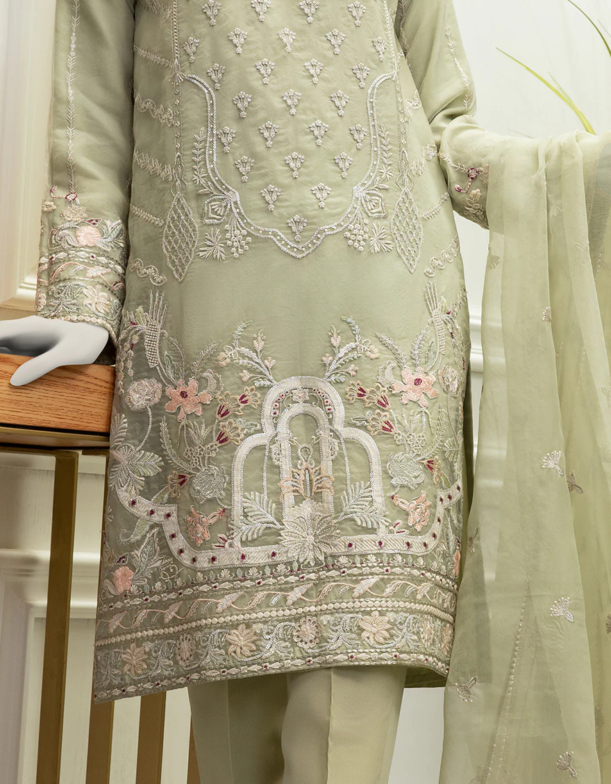 MINT GREEN ORGANZA 3PC STITCHED | JJPW-S-JPWS-US-22-344 FB/AJ-010 - Image 2
