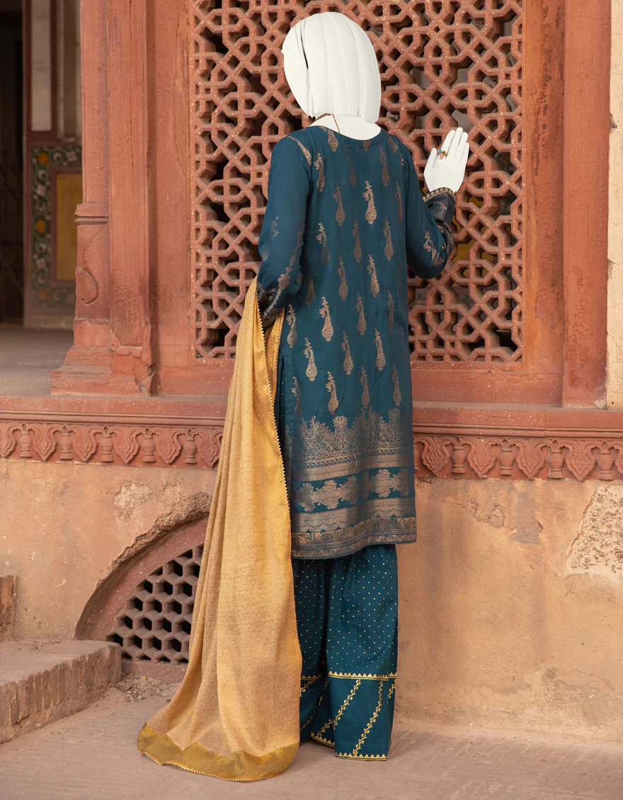 TEAL GREEN JACQUARD 3PC STITCHED | JJPW-S-JPWS-US-22-350 FB/JA-715 - Image 3