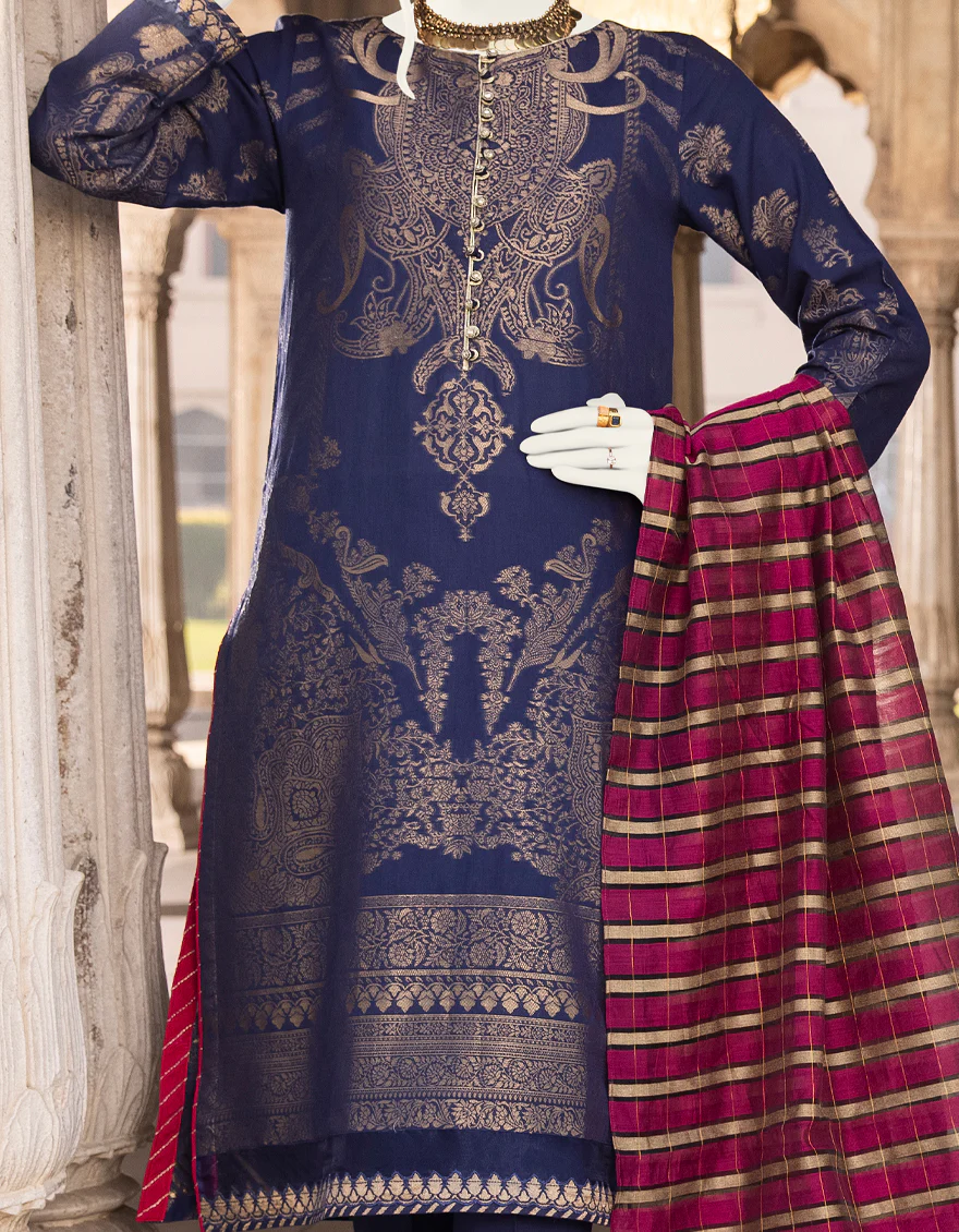 BLUE JACQUARD 3PC STITCHED | JJPW-S-JPWS-US-22-352 FB/JQ-771 - Image 2