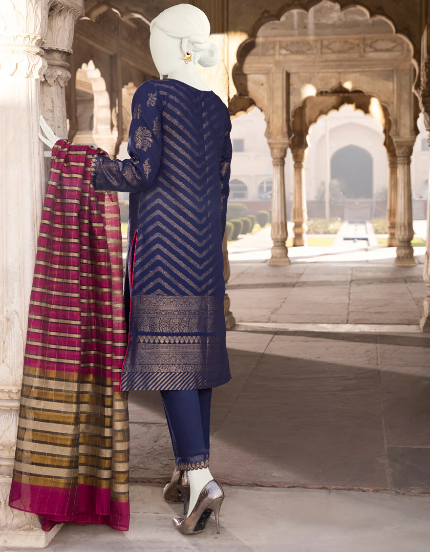BLUE JACQUARD 3PC STITCHED | JJPW-S-JPWS-US-22-352 FB/JQ-771 - Image 3