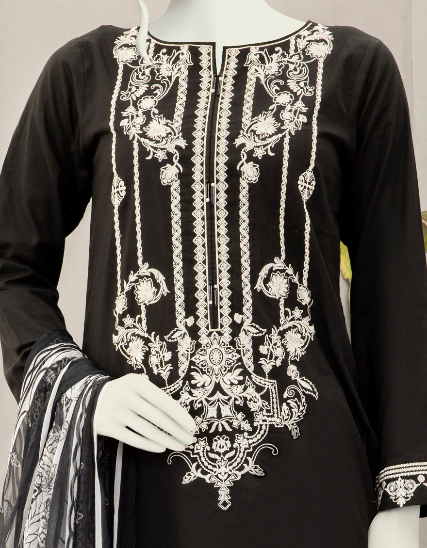BLACK LAWN 3PC STITCHED | JJPW-S-JPWS-US-22-371 FB/RFD - Image 2