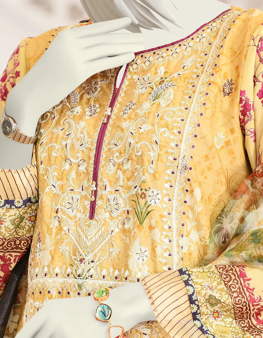 YELLOW CAMBRIC 3PC STITCHED | JJPW-S-JPWS-US-22-372 FB/AZURE - Image 3