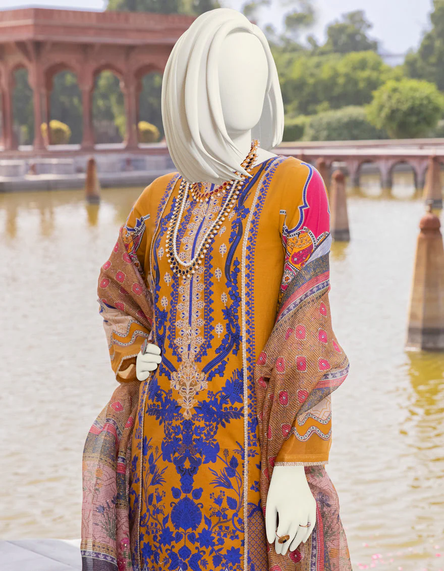 MUSTARD CAMBRIC 3PC STITCHED | JJPW-S-JPWS-US-22-377 FB/MIRK - Image 3