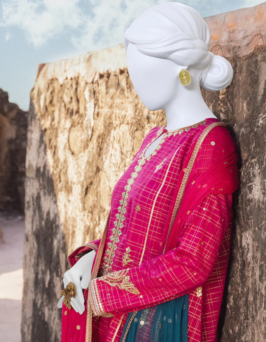PINK RAW SILK 3PC STITCHED | JJPW-S-JPWS-US-23-504 FB/JQ-869 - Image 3