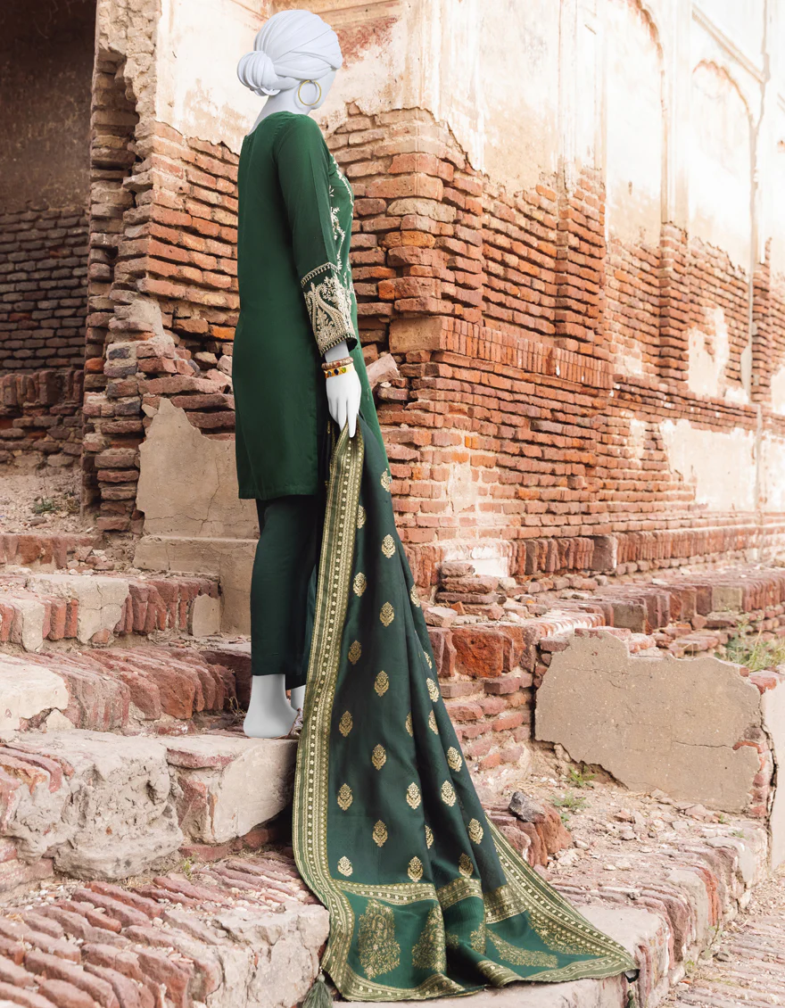 GREEN COTTON SILK 3PC STITCHED | JJPW-S-JPWS-US-23-513 FB/JRZ-053 - Image 2