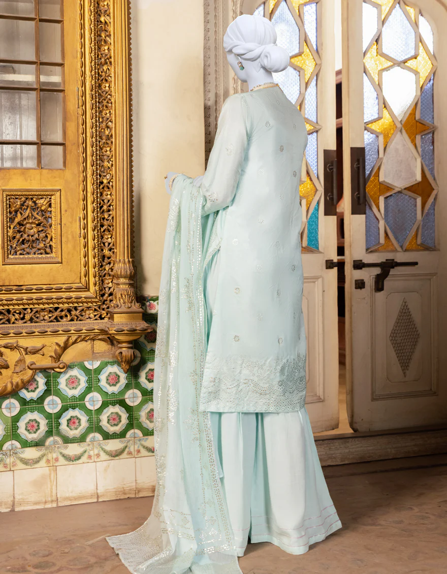 BLUE RAW SILK 3PC STITCHED | JJPW-S-JPWS-US-23-540 FB/JA-865 - Image 2