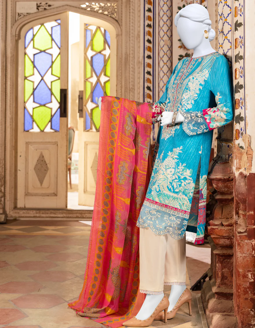 BLUE CAMBRIC 3PC STITCHED | JJPW-S-JPWS-US-23-545 FB/FEROZA - Image 4