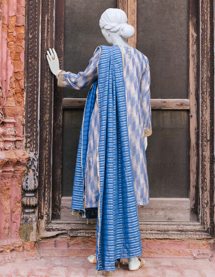 BLUE COTTON 3PC STITCHED | JJPW-S-JPWS-US-23-554 FB/NOORI JAAM - Image 2