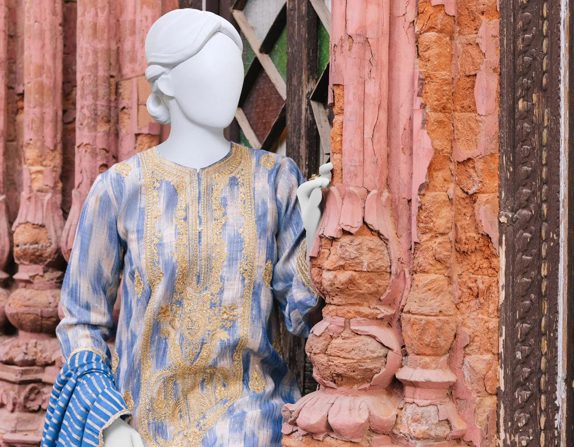 BLUE COTTON 3PC STITCHED | JJPW-S-JPWS-US-23-554 FB/NOORI JAAM - Image 4