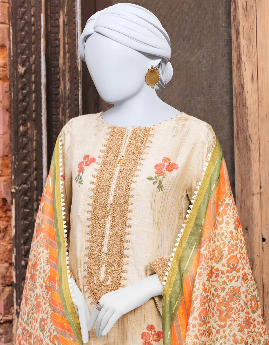 OFF WHITE COTTON 3PC STITCHED | JJPW-S-JPWS-US-23-556 FB/MAAHI - Image 3