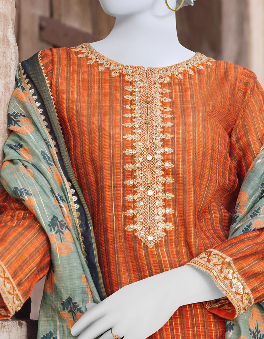 RUST ZARI 3PC STITCHED | JJPW-S-JPWS-US-23-557 FB/JZK-003 - Image 3