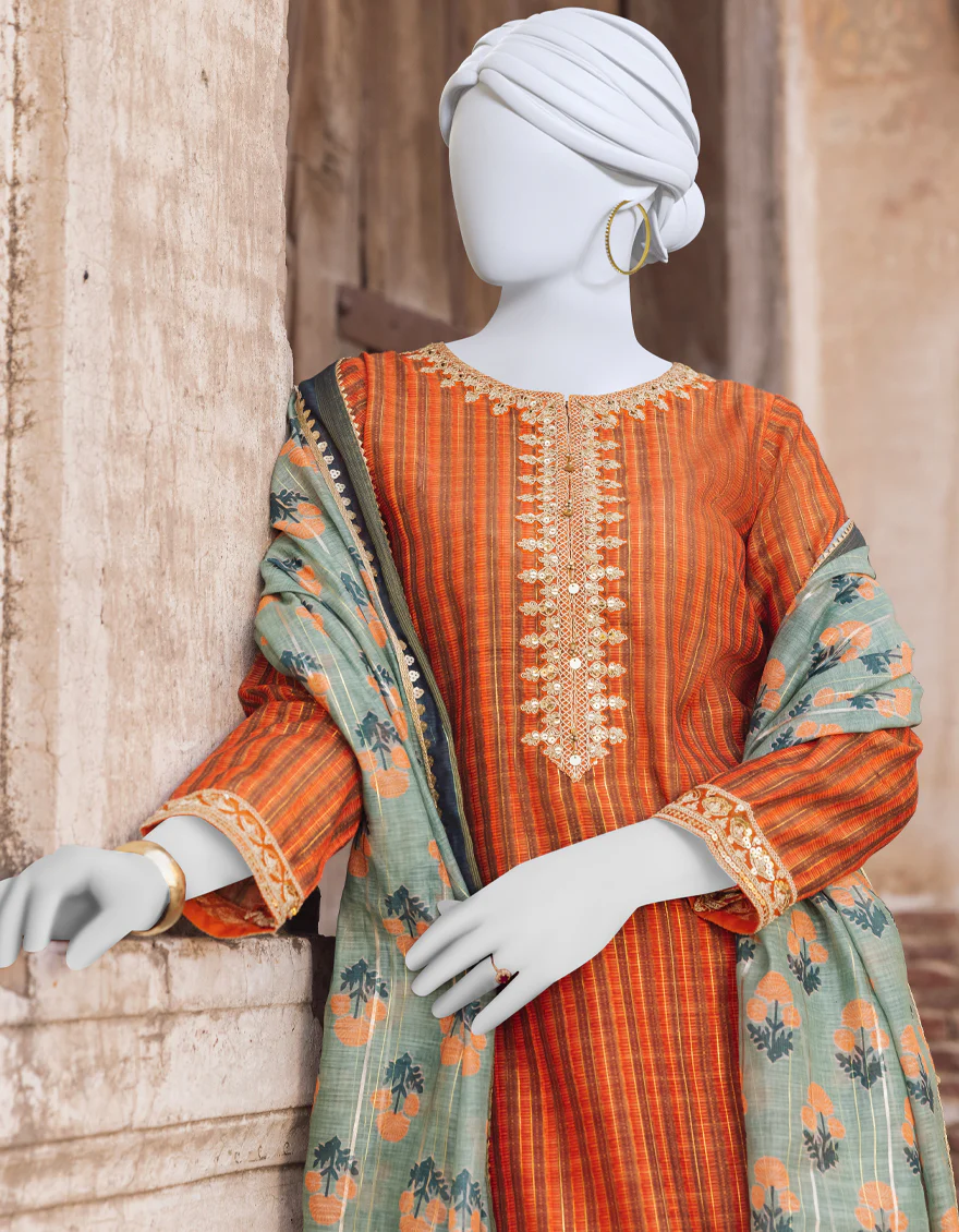 RUST ZARI 3PC STITCHED | JJPW-S-JPWS-US-23-557 FB/JZK-003 - Image 4