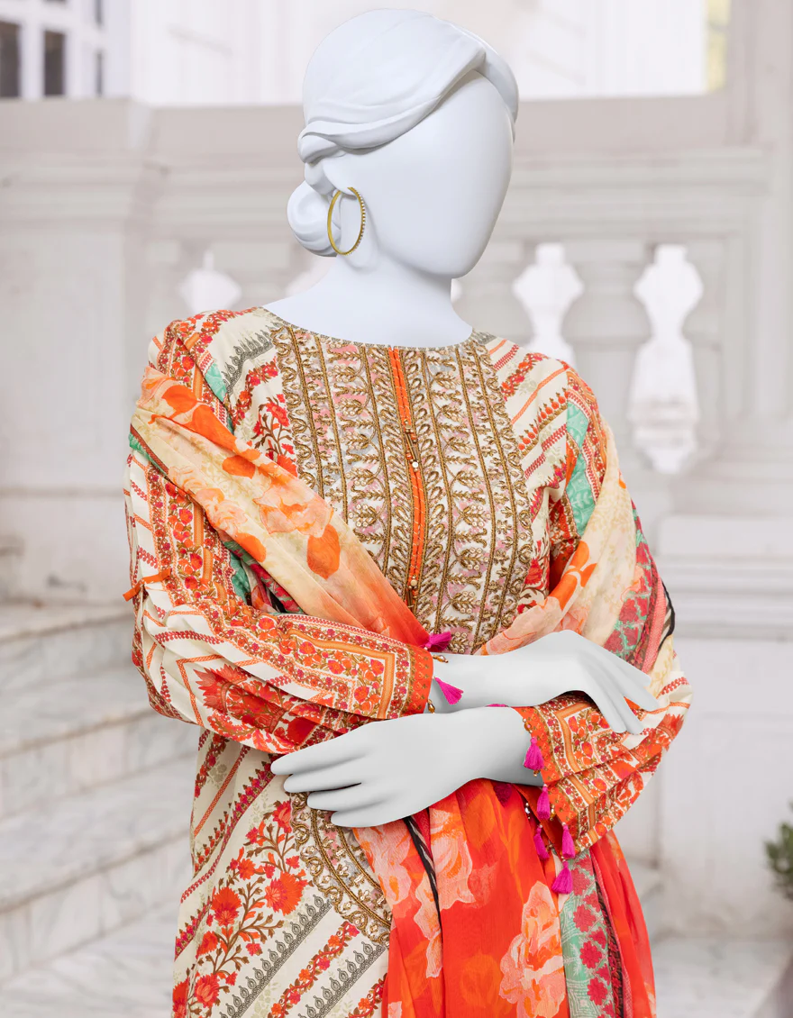 ORANGE CAMBRIC 3PC STITCHED | JJPW-S-JPWS-US-23-563 FB/SADABAHAR - Image 3