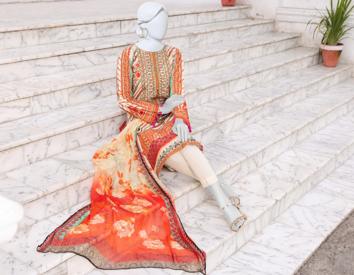 ORANGE CAMBRIC 3PC STITCHED | JJPW-S-JPWS-US-23-563 FB/SADABAHAR - Image 4