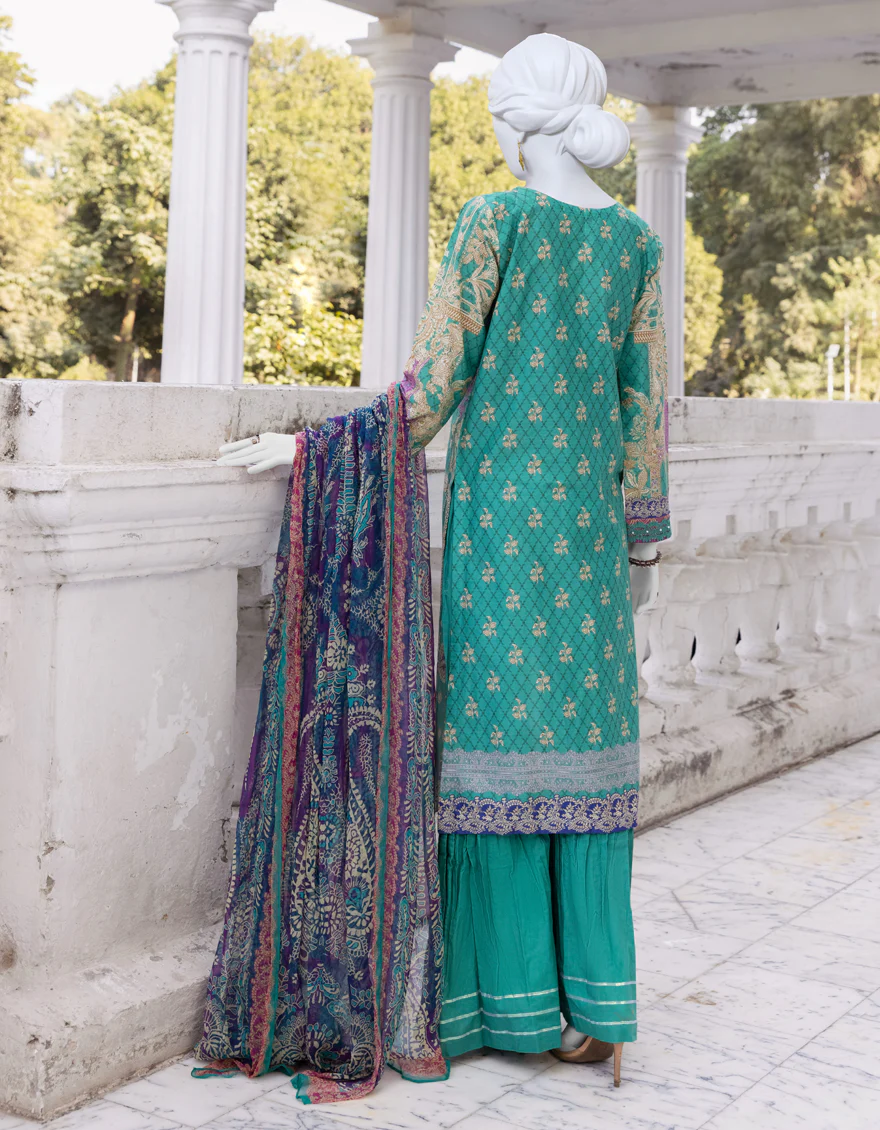 SEA GREEN CAMBRIC 3PC STITCHED | JJPW-S-JPWS-US-23-564 FB/LIVELY (23-2102) - Image 2