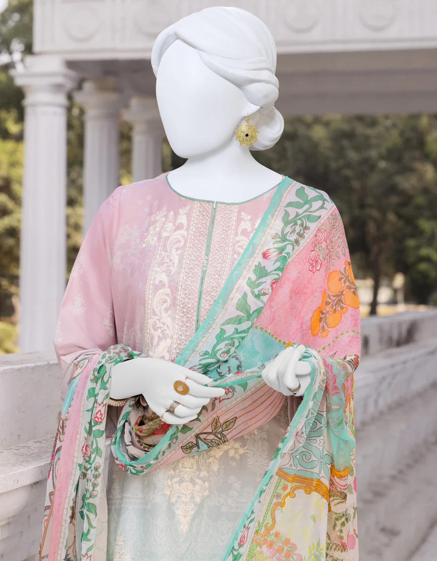 PINK CAMBRIC 3PC STITCHED | JJPW-S-JPWS-US-23-565 FB/DEW - Image 3