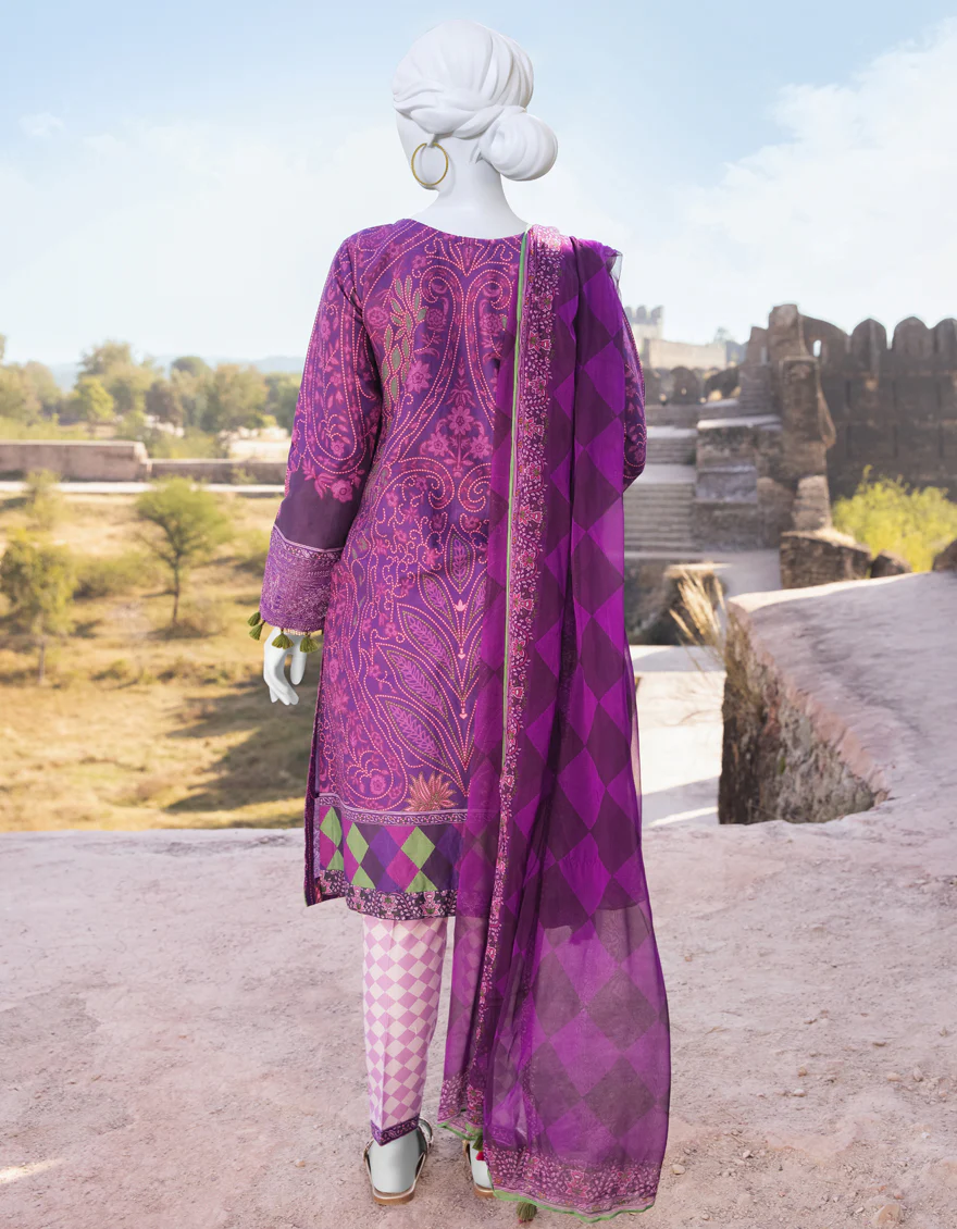 PURPLE CAMBRIC 3PC STITCHED | JJPW-S-JPWS-US-23-566 FB/CHAIN STITCH (23-2101) - Image 2