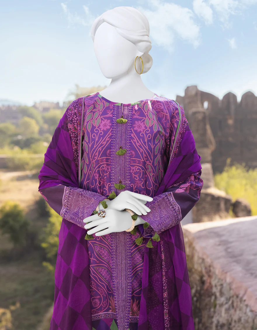 PURPLE CAMBRIC 3PC STITCHED | JJPW-S-JPWS-US-23-566 FB/CHAIN STITCH (23-2101) - Image 4