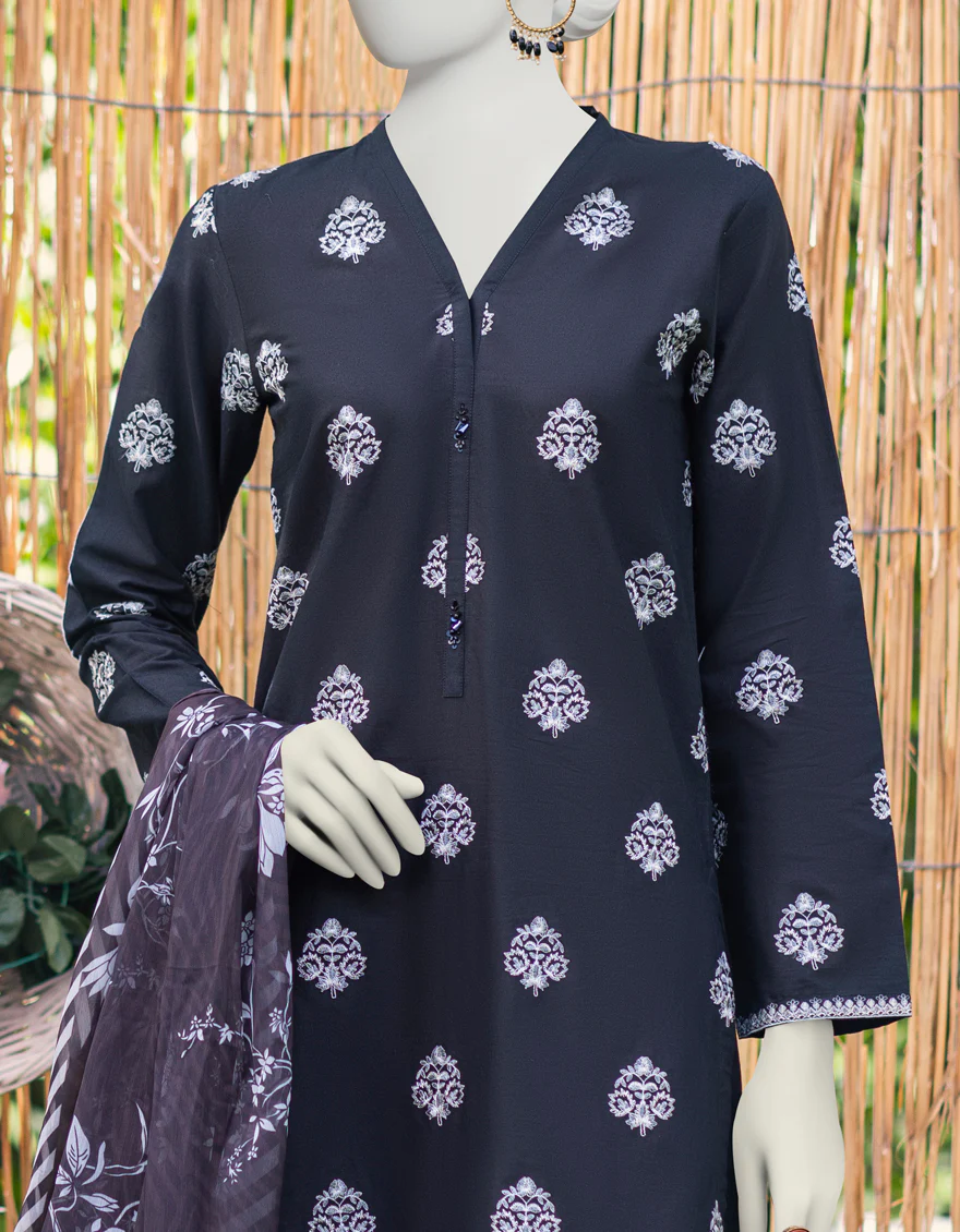 BLACK LAWN 3PC STITCHED | JJPW-S-JPWS-US-23-568 FB/JT-921 - Image 3