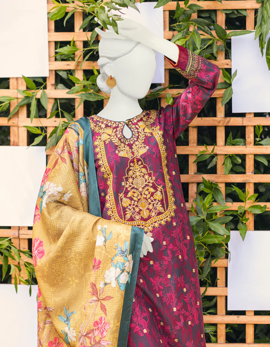PLUM ORGANZA 3PC STITCHED | JJPW-S-JPWS-US-23-587 FB/RUHI - Image 3