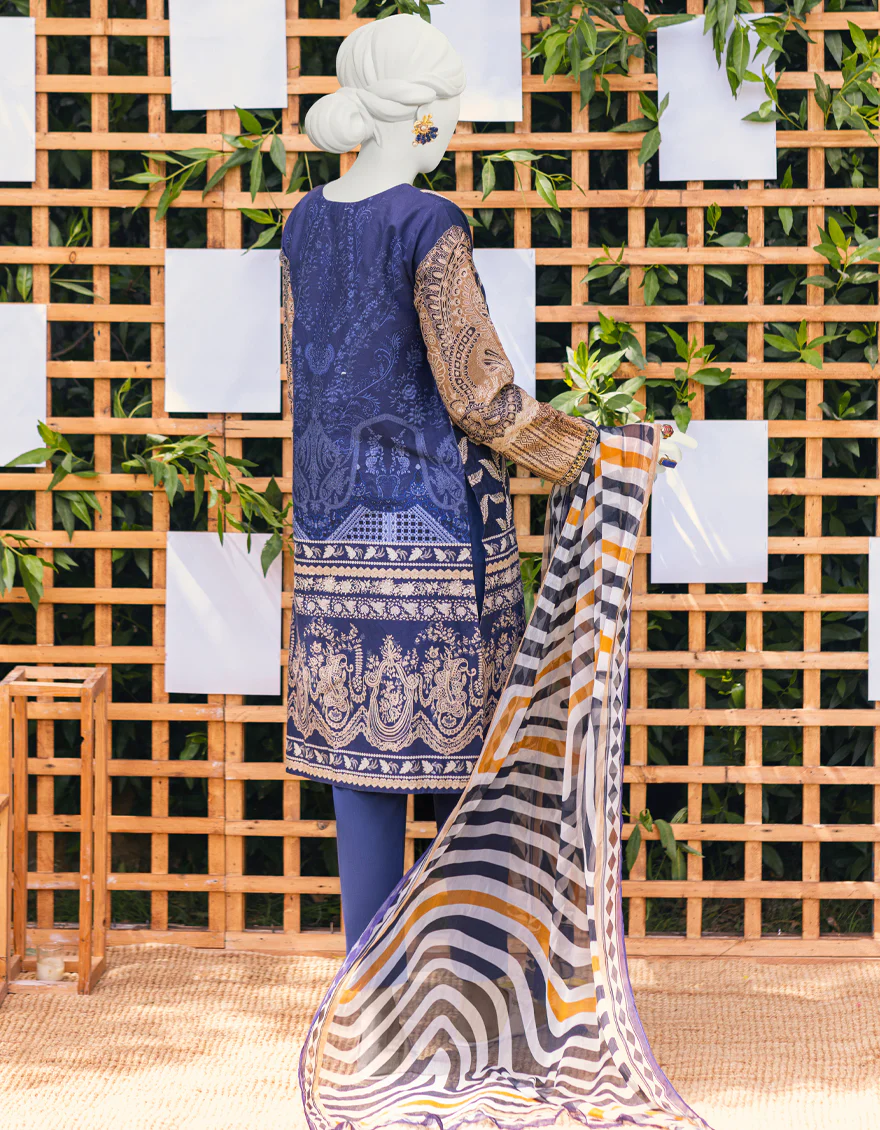 NAVY BLUE CAMBRIC 3PC STITCHED | JJPW-S-JPWS-US-23-603 FB/GRAPE - Image 2