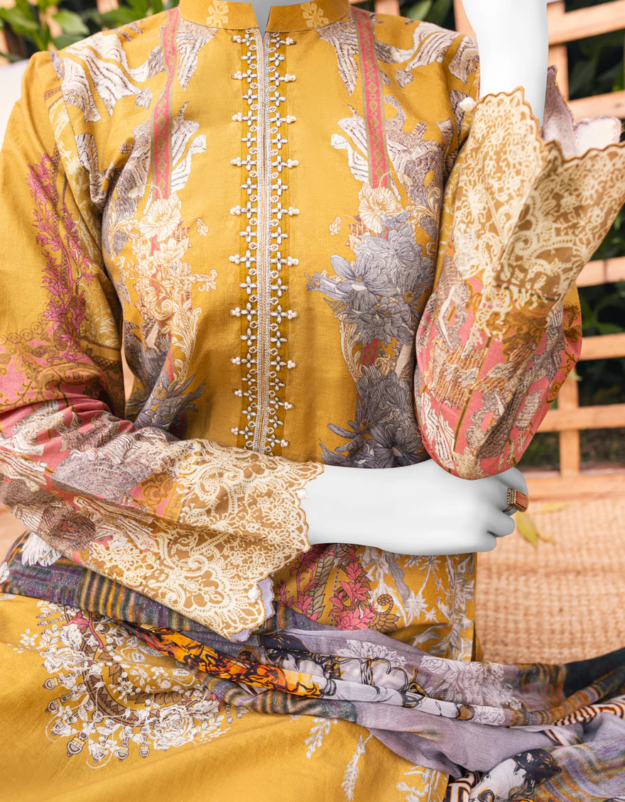 MUSTARD CAMBRIC 3PC STITCHED | JJPW-S-JPWS-US-23-604 FB/JN-406 - Image 3