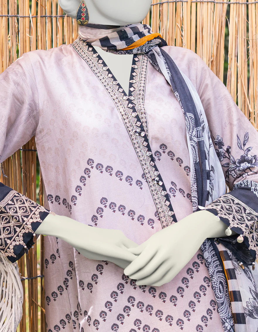 BEIGE LAWN 3PC STITCHED | JJPW-S-JPWS-US-23-605 FB/STREAK - Image 3